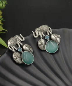 Glamaya Silver Replica Monalisa Stone Elephant Stud Earring 1 GLAM-ER-ST-60-018945-89-2