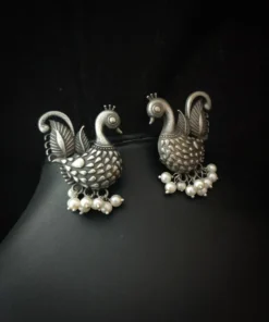 Glamaya Silver Lookalike Peacock Stud Earrings 1 GLAM-ER-OX-21F4-501178-35-7