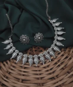 Glamaya Oxidised Traditional Handcrafted Choker Necklace Earrings Set 3 GLAM-CN-OX-50-732279-82-2