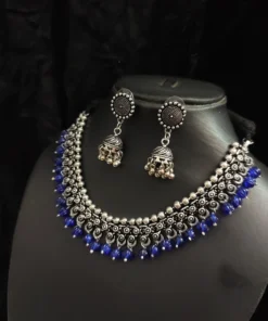 Glamaya Oxidised Beads German Silver Necklace Earring Set 8 GLAM-CN-BE-30-567755-49-5 Glamaya Oxidised Beads German Silver Necklace Earring Set 8 GLAM-CN-BE-30-567755-49-5