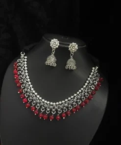 Glamaya Oxidised Beads German Silver Necklace Earring Set 10 GLAM-CN-BE-30-567755-49-5 Glamaya Oxidised Beads German Silver Necklace Earring Set 10 GLAM-CN-BE-30-567755-49-5