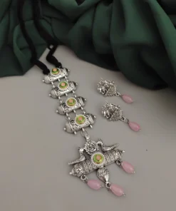 Glamaya Oxidised Glass Beads Tie Necklace Earring Set 11 GLAM-CN-BE-46F7-071443-70-3 Glamaya Oxidised Glass Beads Tie Necklace Earring Set 11 GLAM-CN-BE-46F7-071443-70-3