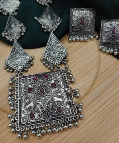 Glamaya Oxidised Necklace Earring Set 2 GLAM-CN-OX-30-909404-49-5