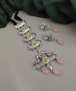 Glamaya Oxidised Glass Beads Tie Necklace Earring Set 10 GLAM-CN-BE-46F7-071443-70-3 Glamaya Oxidised Glass Beads Tie Necklace Earring Set 10 GLAM-CN-BE-46F7-071443-70-3