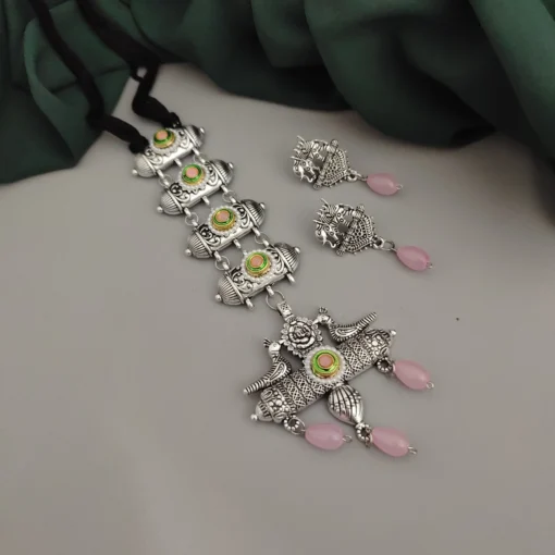 Glamaya Oxidised Glass Beads Tie Necklace Earring Set 10 GLAM-CN-BE-46F7-071443-70-3 Glamaya Oxidised Glass Beads Tie Necklace Earring Set 10 GLAM-CN-BE-46F7-071443-70-3