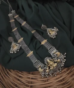 Glamaya 0xidised Two Tone Temple Necklace Earrings Set 3 GLAM-CN-TT-22-990855-35-5
