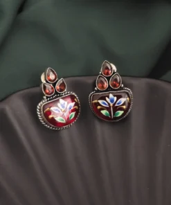 Glamaya Monalisa Stone Hand Painted Stud Earrings 4 GLAM-ER-ST-62F5-290963-89-2