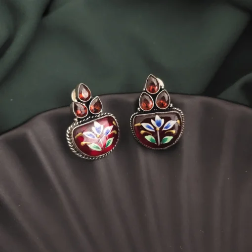 Glamaya Monalisa Stone Hand Painted Stud Earrings 4 GLAM-ER-ST-62F5-290963-89-2 Glamaya Monalisa Stone Hand Painted Stud Earrings 4 GLAM-ER-ST-62F5-290963-89-2