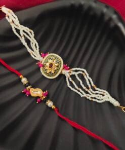 Designer Kundan Rakhi Set - Buy Online Now!