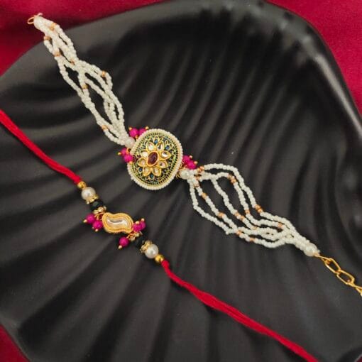 Designer Kundan Rakhi Set - Buy Online Now!
