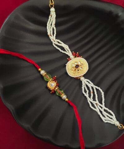 Silono Kundan Bhaiya Bhabhi Rakhi Set - Elegant & Traditional