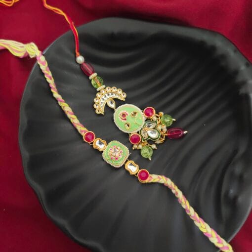 Avani Avittam Kundan Bhaiya Bhabhi Rakhi Set