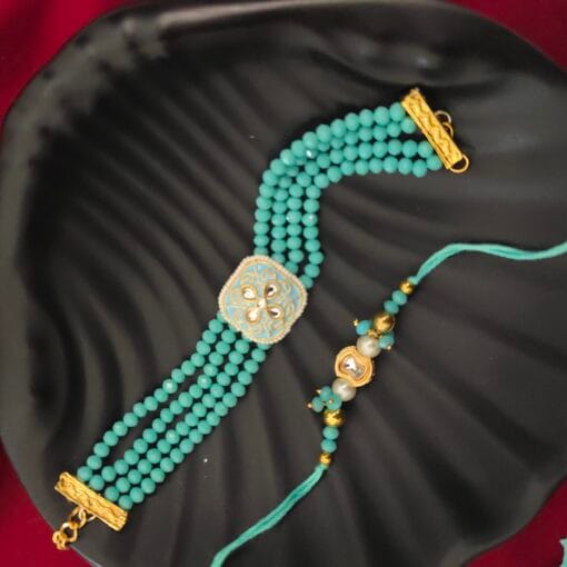 Purnima Kundan Bhaiya Bhabhi Rakhi Set