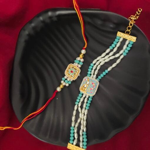 Kundan Bhaiya Bhabhi Rakhi Set - Fashionable Armlets ; Bangles