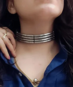 Glamaya Oxidised Tribal Spiral Necklace Adjustable 2 GLAM-NE-OX-65-434240-105-2