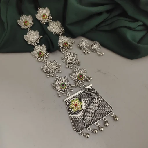 Glamaya Maahi Peacock Necklace Earring Set 1 GLAM-CN-OX-46F7-338077-70-3