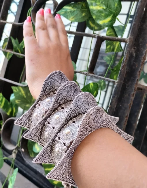 Glamaya Oxidised Adjustable Bangles Set Of 7 Pc Size 2.6 1 GLAM-CB-OX-185-434816-275-2