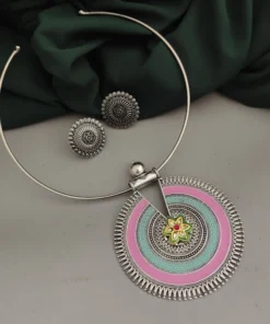 Glamaya Oxidised Hasli Necklace Earrings Set 5 GLAM-CN-OX-18F6-036964-25-7 Glamaya Oxidised Hasli Necklace Earrings Set 5 GLAM-CN-OX-18F6-036964-25-7