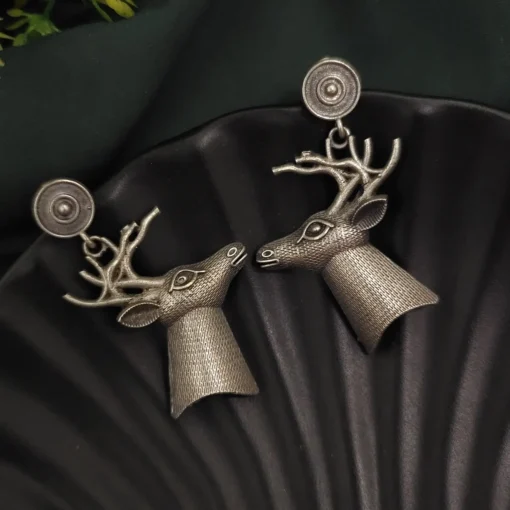 Glamaya Silver Replica Deer Earring 1 GLAM-ER-OX-60-792421-70-2