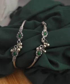 Glamaya Oxidised Flower Foot Kada 3 GLAM-BA-OX-50-371703-80-2