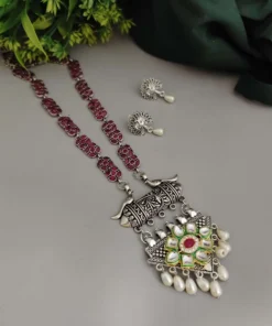 Glamaya Aadrika Long Oxidised Long Necklace Earring Set 1 GLAM-CN-OX-15-613041-21-10