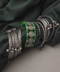 Glamaya Oxidised Bangles Combo Set Of 17 Pc Green 1 GLAM-CB-OX-150-784624-190-2