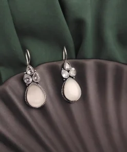 Glamaya Semi Precious Stones Hook Earring White 1 GLAM-ER-ST-22-955047-43-5