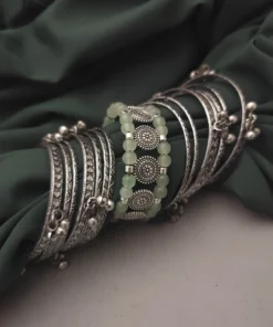Glamaya Oxidised Bangles Combo Set Of 17 Pc Mint 1 GLAM-CB-OX-75-367418-95-4