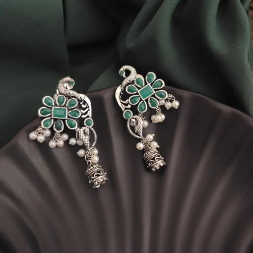 Glamaya Oxidised Peacock Jhumki Earring 3 GLAM-ER-OX-10-552650-17-5 Glamaya Oxidised Peacock Jhumki Earring 3 GLAM-ER-OX-10-552650-17-5
