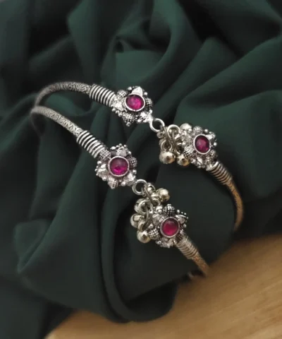 Glamaya Oxidised Flower Foot Kada 1 GLAM-BA-OX-10-779661-16-10
