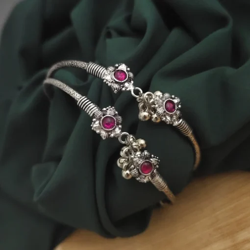 Glamaya Oxidised Flower Foot Kada 1 GLAM-BA-OX-10-779661-16-10