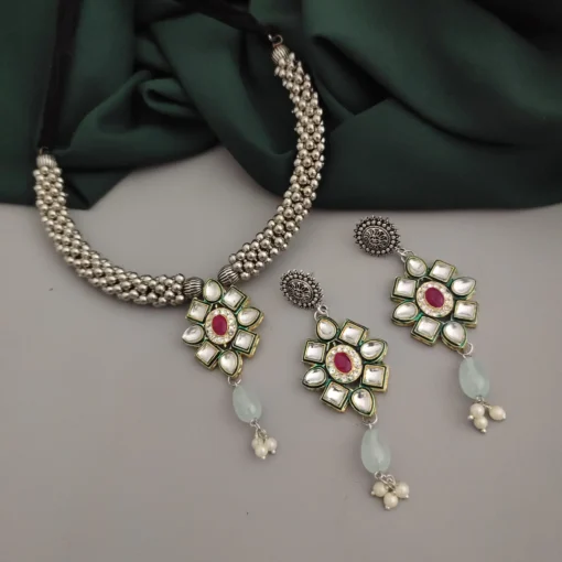 Glamaya Oxidised Ghungroo Fusion Necklace Earring Set 5 GLAM-CN-OX-18-233443-33-5 Glamaya Oxidised Ghungroo Fusion Necklace Earring Set 5 GLAM-CN-OX-18-233443-33-5