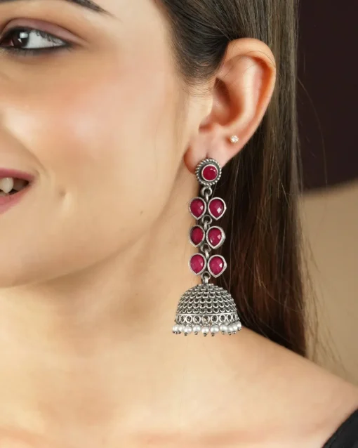 Glamaya Ruhi Handcrafted Deep Red Jhumki Earring 2 GLAM-ER-OX-41F7-477192-50-3 Glamaya Ruhi Handcrafted Deep Red Jhumki Earring 2 GLAM-ER-OX-41F7-477192-50-3