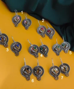 Glamaya Oxidised Peacock Hook Earrings 1 GLAM-ER-OX-7-701952-15-5