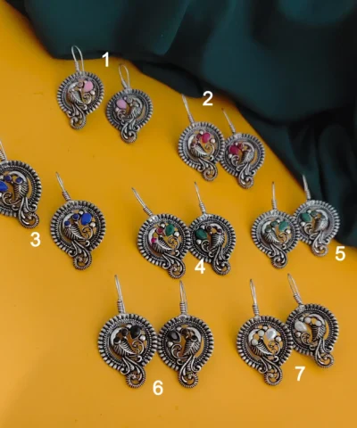 Glamaya Oxidised Peacock Hook Earrings 1 GLAM-ER-OX-7-701952-15-5