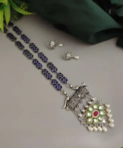 Glamaya Aadrika Long Oxidised Long Necklace Earring Set 8 GLAM-CN-OX-15-613041-21-10 Glamaya Aadrika Long Oxidised Long Necklace Earring Set 8 GLAM-CN-OX-15-613041-21-10