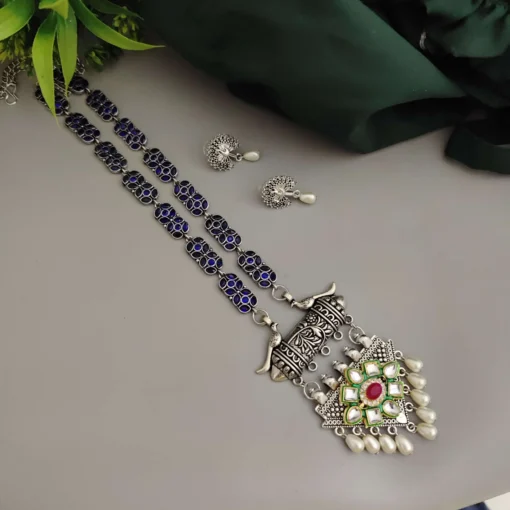 Glamaya Aadrika Long Oxidised Long Necklace Earring Set 8 GLAM-CN-OX-15-613041-21-10 Glamaya Aadrika Long Oxidised Long Necklace Earring Set 8 GLAM-CN-OX-15-613041-21-10