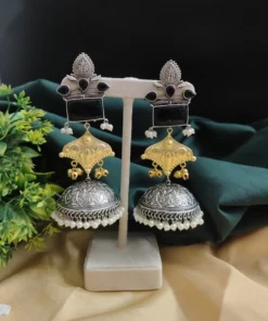 Glamaya Shanaya Silver Replica Two Tone Jhumka Earring 6 GLAM-ER-TT-80-332500-110-5 Glamaya Shanaya Silver Replica Two Tone Jhumka Earring 6 GLAM-ER-TT-80-332500-110-5
