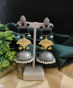 Glamaya Shanaya Silver Replica Two Tone Jhumka Earring 7 GLAM-ER-TT-80-332500-110-5 Glamaya Shanaya Silver Replica Two Tone Jhumka Earring 7 GLAM-ER-TT-80-332500-110-5