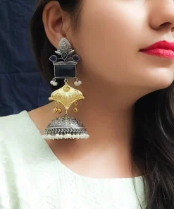 Glamaya Shanaya Silver Replica Two Tone Jhumka Earring 13 GLAM-ER-TT-80-332500-110-5 Glamaya Shanaya Silver Replica Two Tone Jhumka Earring 13 GLAM-ER-TT-80-332500-110-5