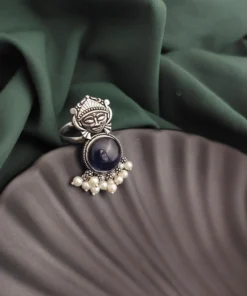 Glamaya Oxidised Durga Monalisa Stone Adjustable Ring 5 GLAM-RI-ST-12-370533-19-5 Glamaya Oxidised Durga Monalisa Stone Adjustable Ring 5 GLAM-RI-ST-12-370533-19-5