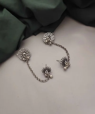 Glamaya Ria Oxidised Chain Earclips Earring 1 GLAM-ER-OX-40-311636-55-2