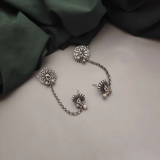 Glamaya Ria Oxidised Chain Earclips Earring 1 GLAM-ER-OX-40-311636-55-2