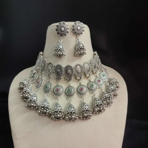 Glamaya Megha Choker Necklace Earring Set 1 GLAM-CN-OX-30-021549-57-5