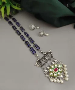 Glamaya Aadrika Long Oxidised Long Necklace Earring Set 7 GLAM-CN-OX-15-613041-21-10 Glamaya Aadrika Long Oxidised Long Necklace Earring Set 7 GLAM-CN-OX-15-613041-21-10