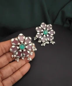 Glamaya Silver Lookalike Monalisa Flower Stud Earring 08 2 GLAM-ER-OX-30-344830-50-6