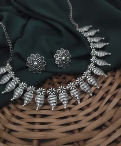 Glamaya Kabayali Oxidised Choker Neklace Set 2 GLAM-CN-OX-5-822411-12-10