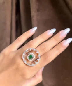 Glamaya Amelia Emerald Finger Ring 2 GLAM-RI-CZ-55-513733-107-2