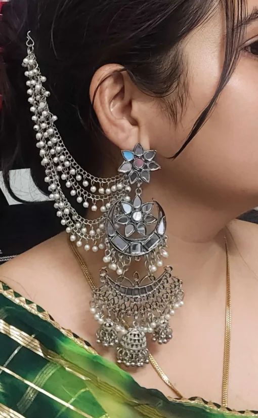 Glamaya Oxidised Mirror Danglers Earrings 2 GLAM-ER-MI-80-601129-125-2 Glamaya Oxidised Mirror Danglers Earrings 2 GLAM-ER-MI-80-601129-125-2