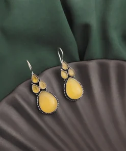 Glamaya Semi Precious Stones Hook Earring Yellow 1 GLAM-ER-ST-22-620709-43-5